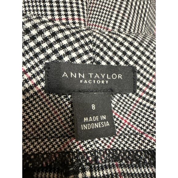 Ann Taylor Black White Plaid Checkered Straight Leg Trousers Dress Pants Size 8 - Picture 4 of 5